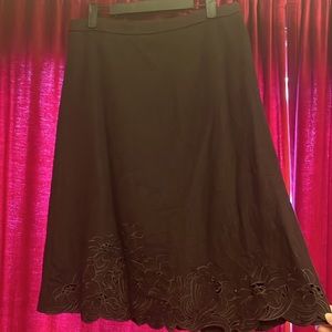 Ann Taylor, A frame skirt with invisible zipper on left side and clasp
